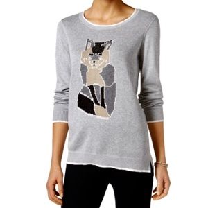 G H Bass fox sweater shirttail hem lightweight